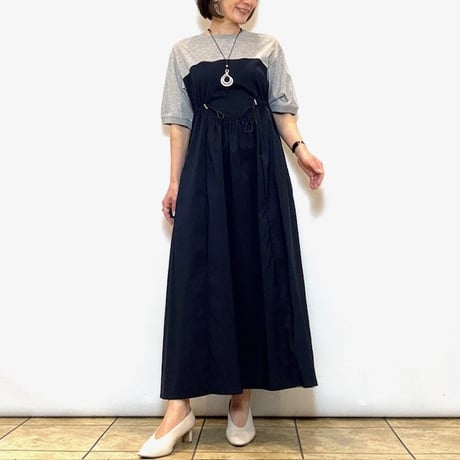【ATELIER SIX／アトリエシックス】異素材ドッキングワンピース