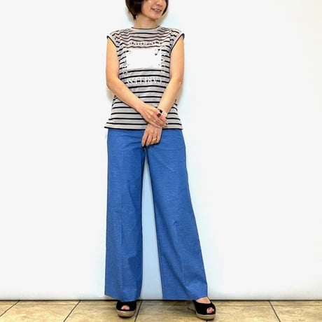 【Srieee／シュリ】麻混プレスワイドパンツ
