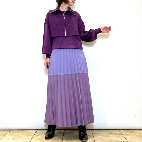 【Srieee／シュリ】バイカラープリーツスカート