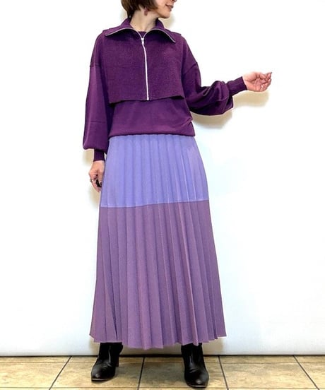 【Srieee／シュリ】バイカラープリーツスカート