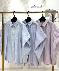 【Le MARAIS／ル マレ】ブロードストライプポンチョブラウス