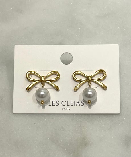 【LES CLEIAS／レ・クレアス】リボン＆パールピアス