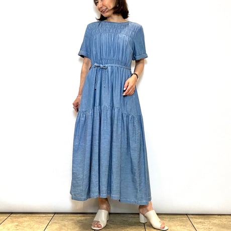 【Le MARAIS／ル マレ】シャーリングデニムワンピース