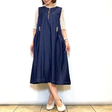 【trois／トロワ】ドットシアークルーネック5分袖カットソー