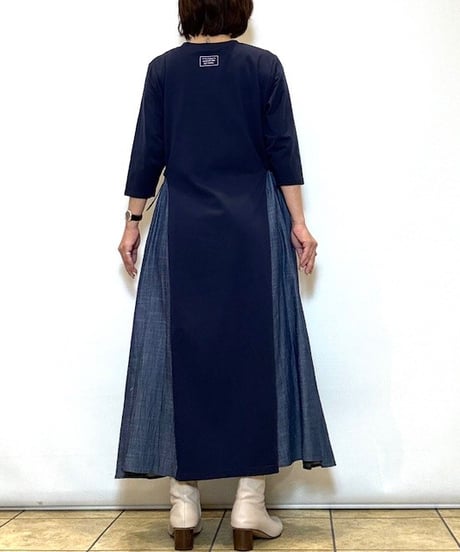 【ATELIER SIX／アトリエシックス】デニム×コットンドッキングワンピース