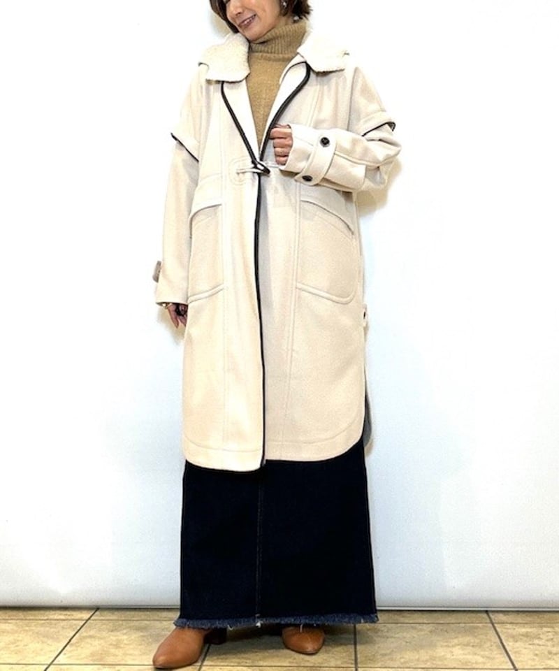 美品✨23AW Lallia Mu ラリアムー ケープカラー リバーコート 　黒 Lallia mu／ラリアムー】4WAYデタッチコート | Aimant-エマン