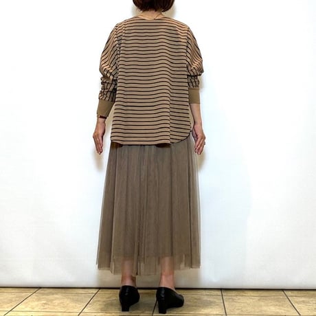 【trois／トロワ】ポンチボーダーボートネックプルオーバー