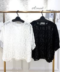 【Mylanka／ミランカ】カットジャガードシフォンプルオーバー