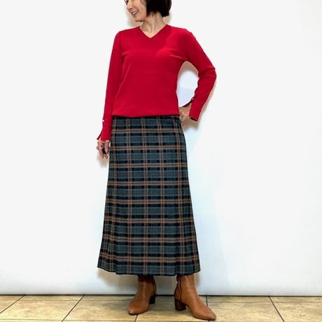 【Brahmin／ブラーミン】メタルボタンチェック柄スカート