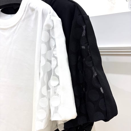 【 C'EST MOIJEU／セモワージュ】ドットチュールスリーブカットソー