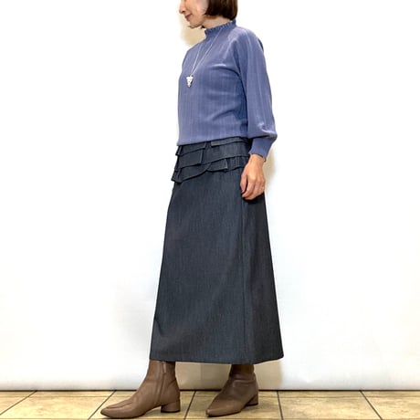【C’est moijeu／セモワージュ】フリルネックレーシーニット
