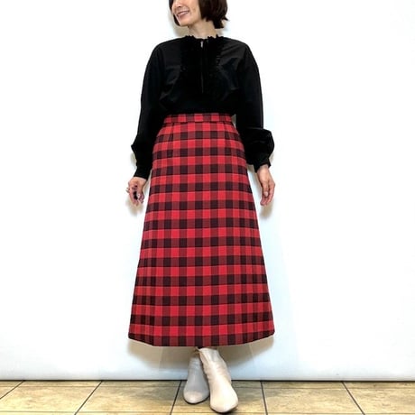【Brahmin／ブラーミン】ギンガムチェック台形スカート