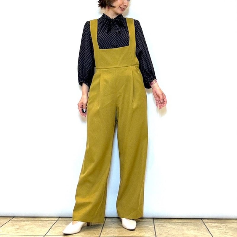 美品✨イデアルーチェ サロペットパンツ イエロー S〜M Lallia mu／ラリアムー】ローウエストサロペット | Aimant-エマン