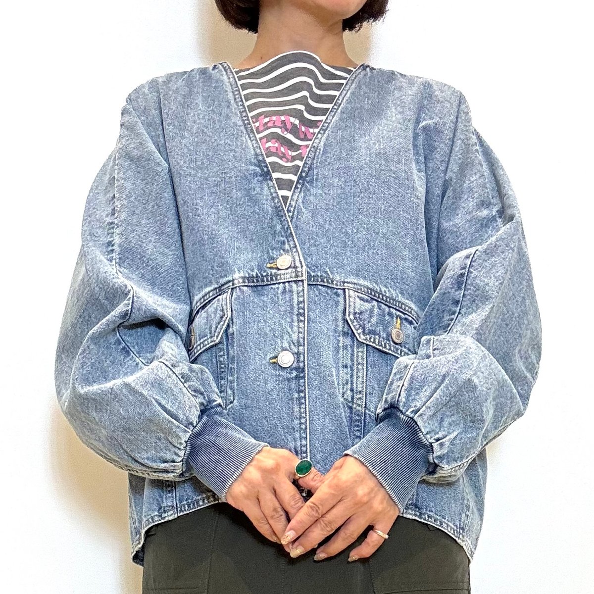 PASSIONE／パシオーネ】Vカラーデニムジャケット | Aimant-エマン