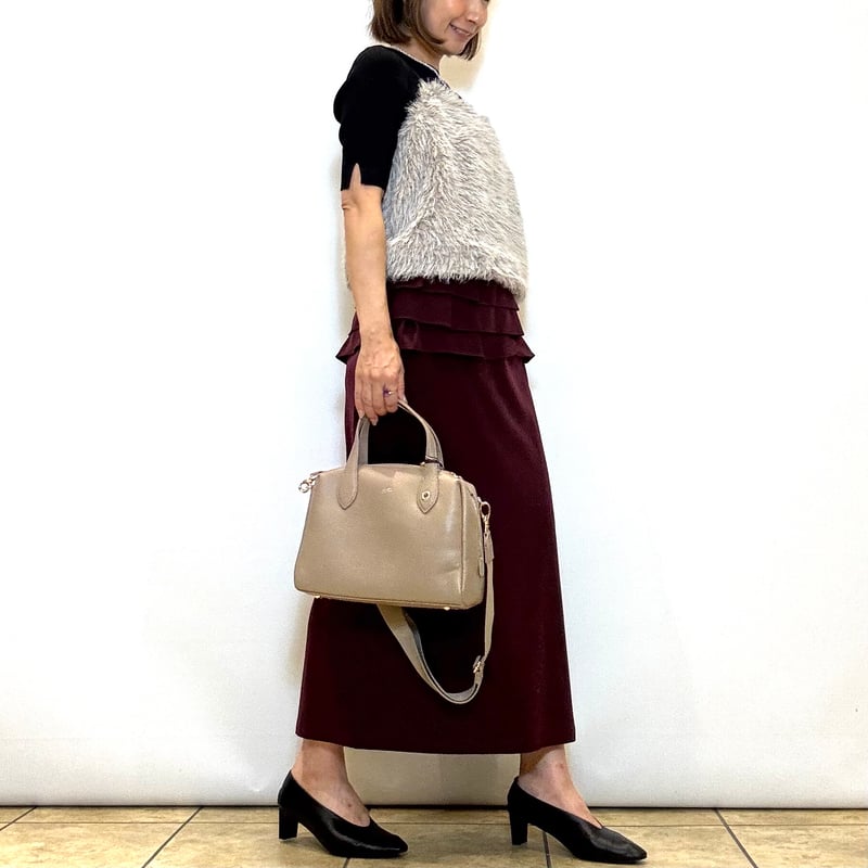 テン様 美品‪☆beaure 2wey ミニボストン シボ革 タッセルチャーム黒 Brahmin／ブラーミン】BEAURE カウレザー 2wayミニボストン