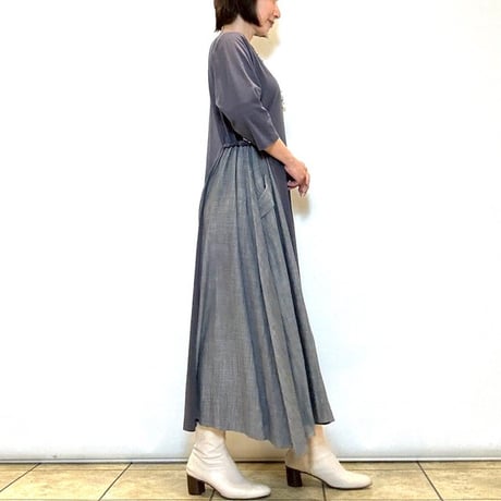 【ATELIER SIX／アトリエシックス】デニム×コットンドッキングワンピース