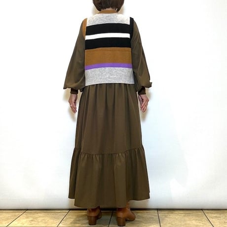 【PLUS PLUS／プラスプラス】カシミヤマルチボーダーベスト