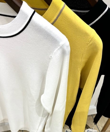 【C’est moijeu／セモワージュ】配色ライン七分袖プルオーバー