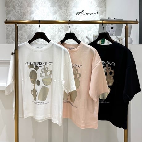 【COOMB／クーム】５分袖箔プリントTシャツ