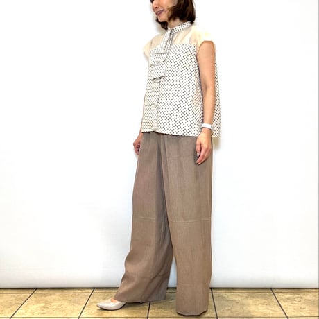 【TULUMB／トゥルム】シアー切替えドットタイブラウス
