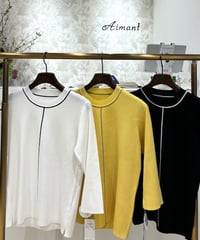 【C’est moijeu／セモワージュ】配色ライン七分袖プルオーバー