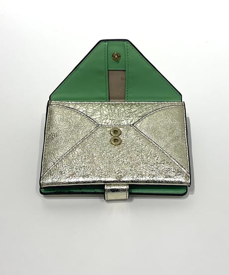 【SAN HIDEAKI MIHARA／サンヒデアキミハラ】メール型 二つ折り財布／レオパード箔押し