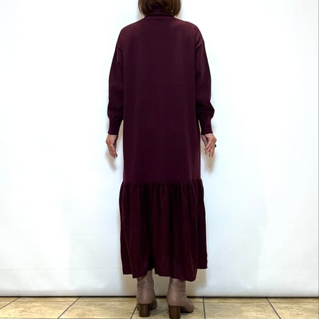 【C'est moijeu／セモワージュ】ギャザー切り替えニットワンピース