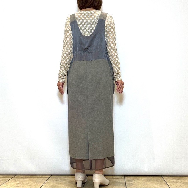 Lallia Mu❤️ Mサイズジャンパースカート美品 Lallia mu／ラリアムー】アウトポケットサテンジャンパー