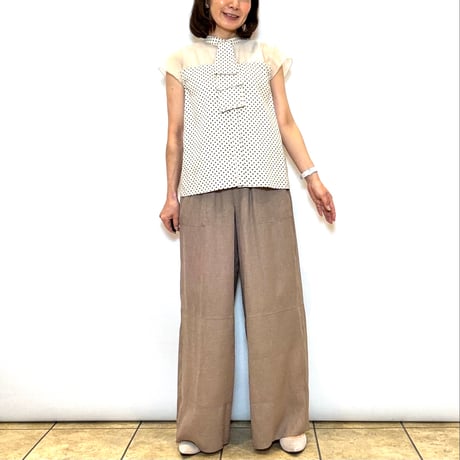 【TULUMB／トゥルム】シアー切替えドットタイブラウス
