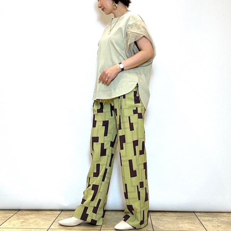 Lallia Mu ボタニカルプリントパンツ36サイズ ブロックプリントパンツ / Lalliamu | CALENDRIER online store