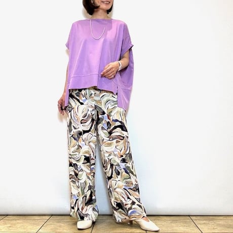 【Srieee／シュリ】マーブル柄シルクライクパンツ