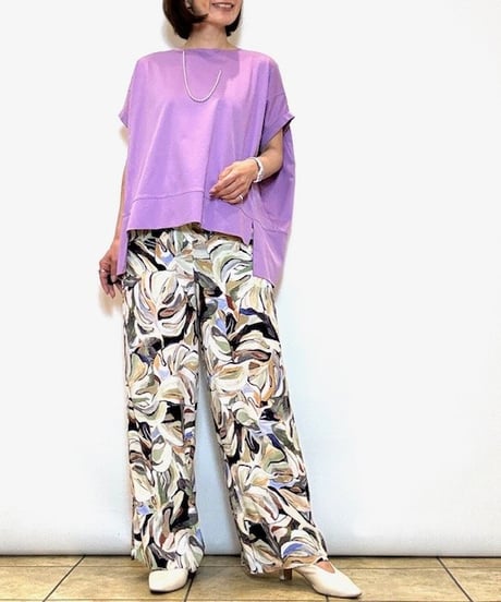 【Srieee／シュリ】マーブル柄シルクライクパンツ