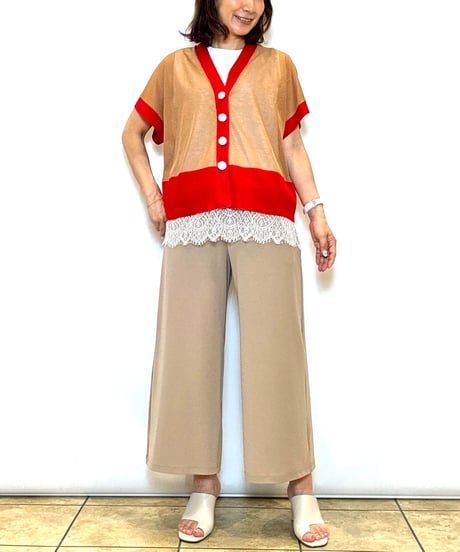 【BRAHMIN／ブラーミン】バイカラーシアーカーディガン
