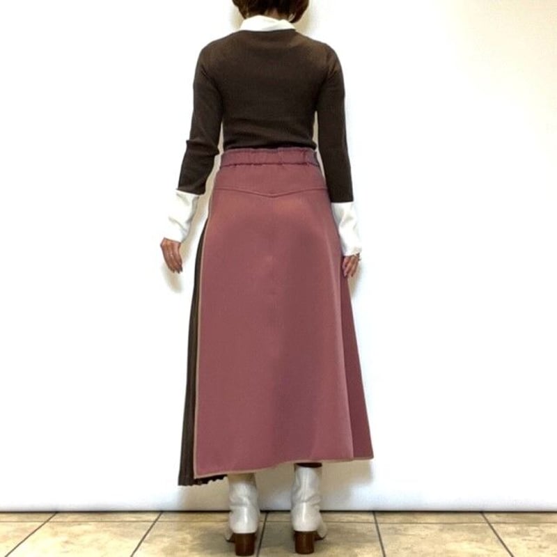 Lallia mu／ラリアムー】プリーツドッキングパイピングスカート