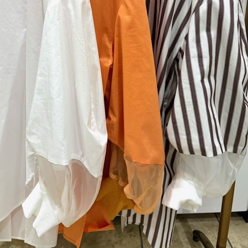 Lallia mu/ラリアムー】バックプリーツシアースリーブシャツ Lallia mu/ラリアムー】バックプリーツシアースリーブシャツ
