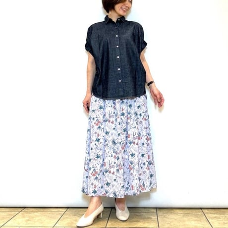 【ATELIER SIX／アトリエシックス】花柄シャーリングスカート