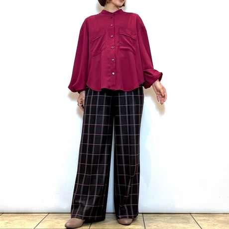 【B7／ベーセッツ】ウィンドペンチェック柄ワイドパンツ