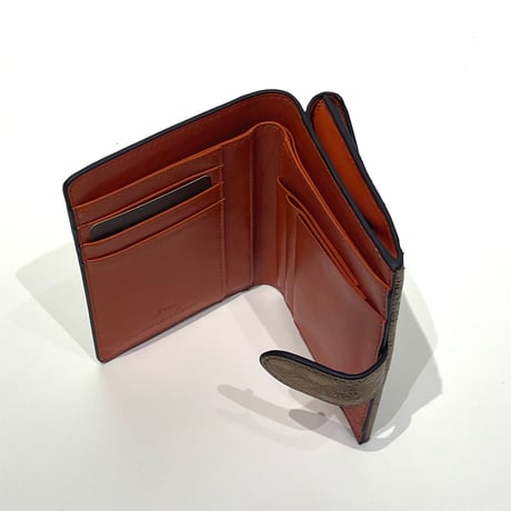 【SAN HIDEAKI MIHARA／サンヒデアキミハラ】メール型 二つ折り財布／レオパード箔押し