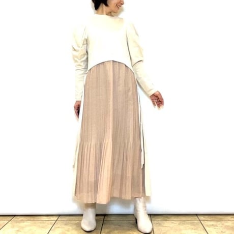 【Lallia mu／ラリアムー】2WAYダブルフェイスカットソーワンピース