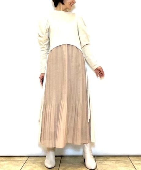 【Lallia mu／ラリアムー】2WAYダブルフェイスカットソーワンピース