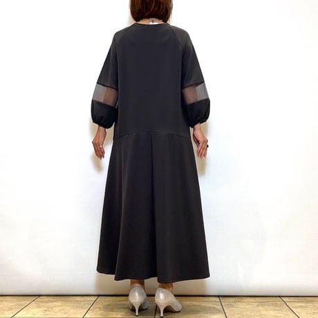 【Brahmin／ブラーミン】オーガンジー袖ジョーゼットワンピース