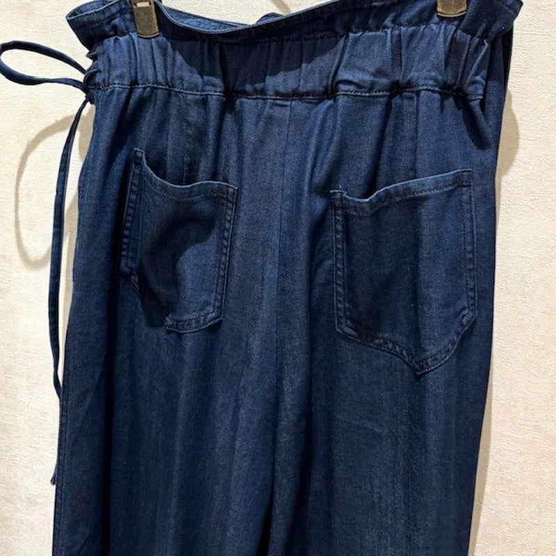 【新品】Lallia Mù ラリアムー ラップデニム ワイドパンツ 新品】Lallia Mù ラリアムー ラップデニム ワイドパンツ