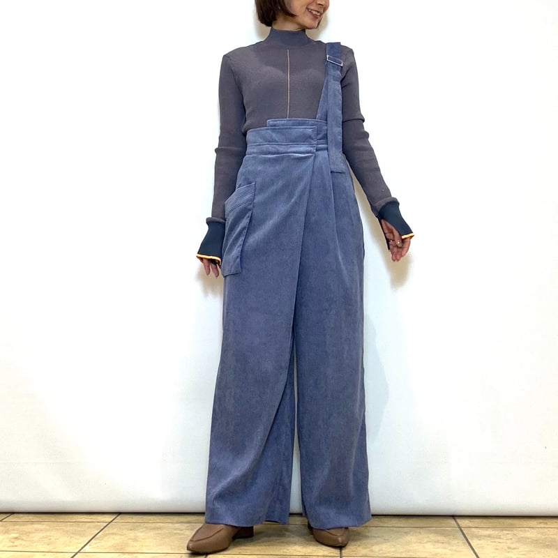Lallia Muデニムサスペンダー サイドポケットパンツ Lallia Muデニムサスペンダー サイドポケットパンツ