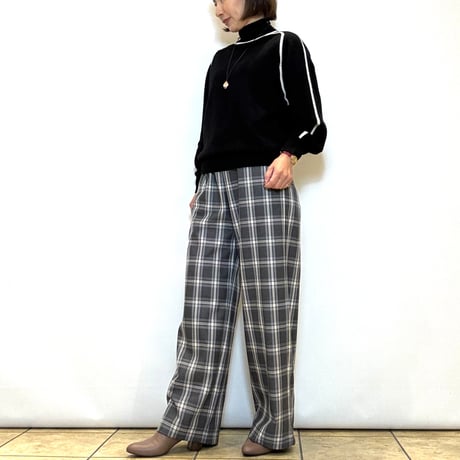 【trois／トロワ】ウォームチェックワイドパンツ