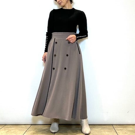 【Brahmin／ブラーミン】ダブルボタンハイウエストスカート