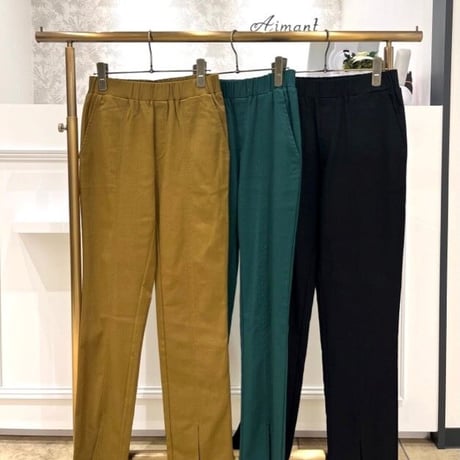 【Mylanka／ミランカ】ストレッチツイルスリットパンツ