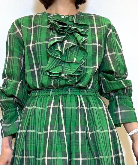 【Brahmin／ブラーミン】マドラスチェックフリルブラウス
