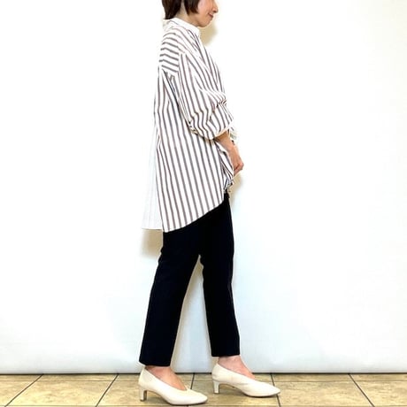 【Lallia mu／ラリアムー】バックプリーツシアースリーブシャツ
