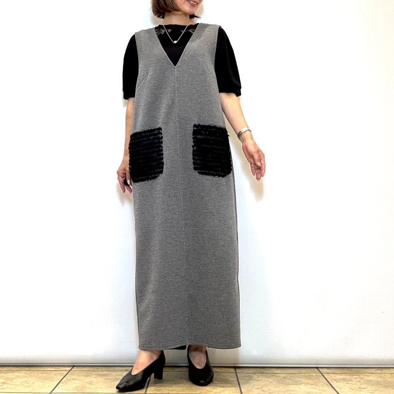 マチャット　machatt Vネックジャンパースカート　ワンピース MACHATT マチャット ジャンパースカート｜machatt】 マチャット V