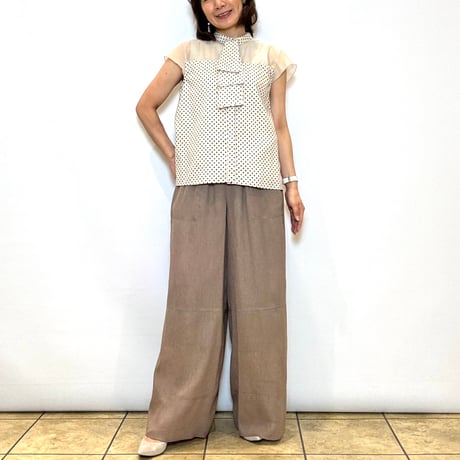 【TULUMB／トゥルム】シアー切替えドットタイブラウス